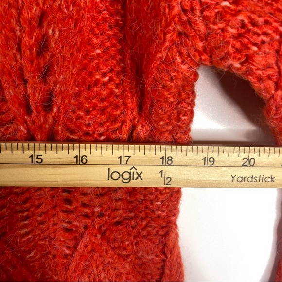 Topshop Women Eyelash Loose Knit Sweater 12 Red Petal Pointelle Wool Blend Cozy - Picture 8 of 9